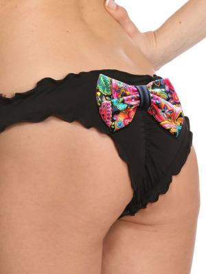 Bowknot Ruffle Scrunch Brazilian Bikini Bottom