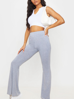 Grey Basic Jersey Flared Pants