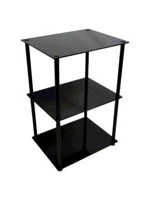 Classic Glass Tall 3 Tier End Table Black Glass - Breighton Home