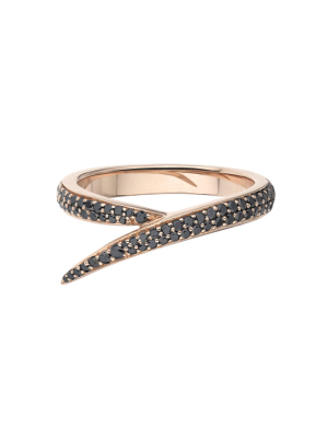 Interlocking Single Ring - 18ct Rose Gold & Black Diamond