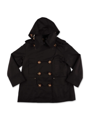 Burberry Kids Double Breasted Hooded Trench Coat