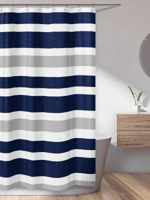 Striped Shower Curtain Navy/gray - Sweet Jojo Designs