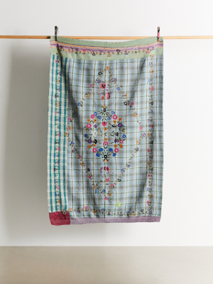 Urban Renewal One-of-a-kind Folky Embroidered Kantha Quilt