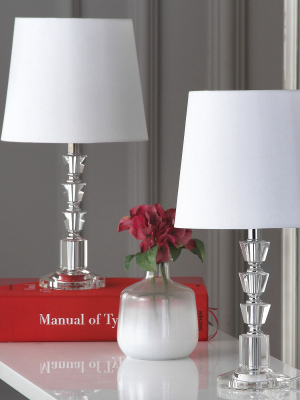 (set Of 2) 16" Harlow Tiered Crystal Lamp Clear (includes Cfl Light Bulb) - Safavieh