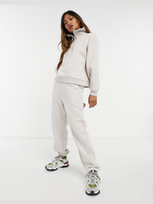 Asos Design Tracksuit Premium Shawl Collar Sweatshirt / Sweatpants In Oatmeal Marl