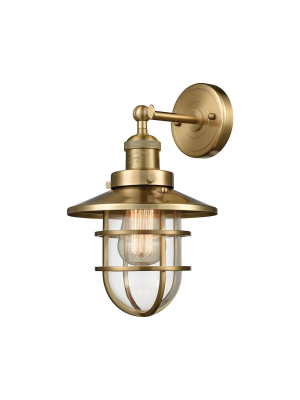 Seaport 1-light Wall Lamp In Satin Brass With Clear Glass