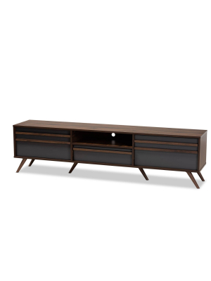 Naoki Wood Tv Stand Gray/walnut - Baxton Studio