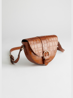 Croc Embossed Small Leather Bag