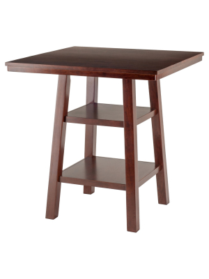 Orlando High Table With 2 Shelves Wood/walnut - Winsome