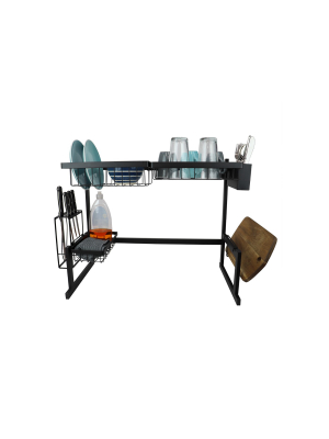 Home Basics Deluxe Over The Sink Steel Kitchen Station, Black