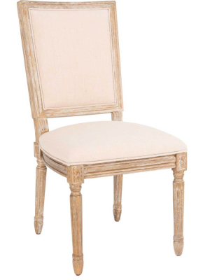 Burst Linen Side Chair Beige/rustic Oak (set Of 2)