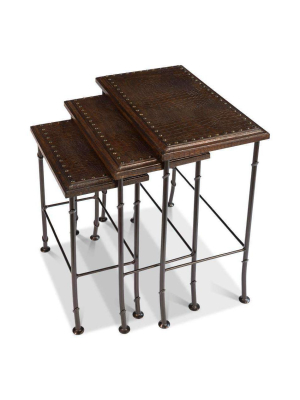 Croc Leather Nesting Tables  Set/3