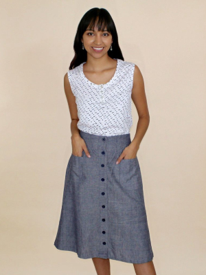 Chambray Midi Skirt