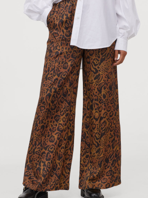 Wide-cut Satin Pants