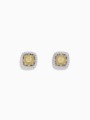 Effy Canare 18k Two Tone Gold Yellow And White Diamond Earrings, 0.76 Tcw