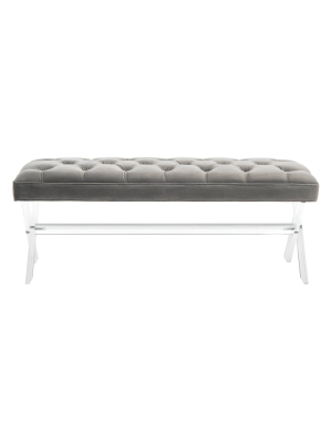 Tourmaline Tufted Acrylic Bench Dark Gray - Safavieh