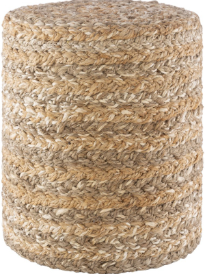 Durban Hand Woven Pouf In Khaki