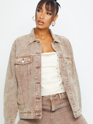 Acid Brown Oversized Denim Jacket