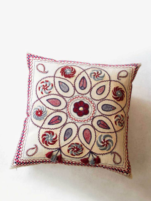 Dahlia Embroidered Pillow