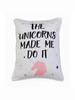 Unicorns Typo Oversize Square Throw Pillow White/rose Gold - Décor Therapy