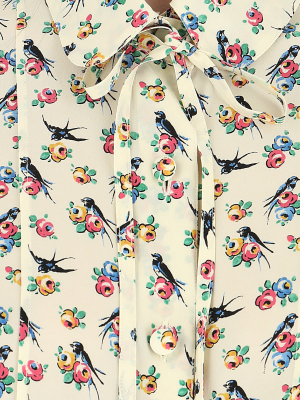 Prada Printed Tie Detail Shirt