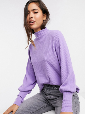 Y.a.s Knitted Sweater With Batwing Sleeves In Lilac