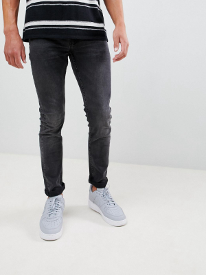 Only & Sons Slim Fit Stretch Jeans In Black Wash