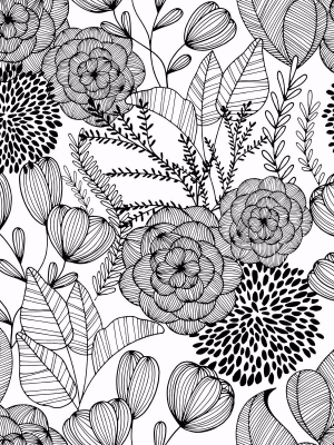 Alannah Botanical Wallpaper In Black From The Bluebell Collection By Brewster Home Fashions