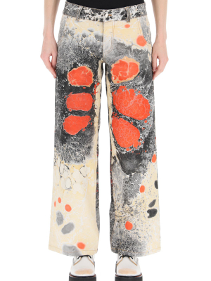 Chopova Lowena Marble-pattern Wide-leg Jeans