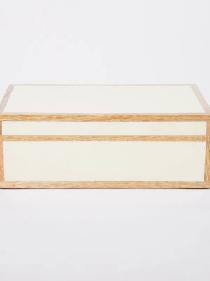 10" X 6.5" Decorative Wood Edge Trim Box With Resin Inlay Ivory - Threshold™ Designed With Studio Mcgee