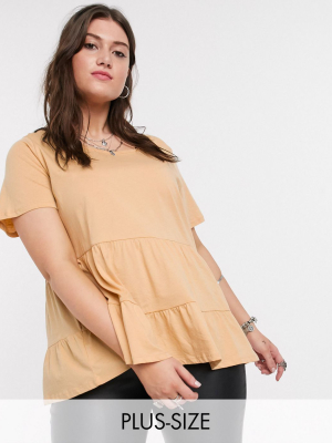 Only Curve Smock T-shirt In Sand