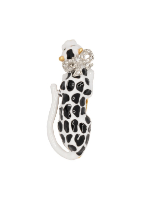 Black & White Leopard Bow Pin