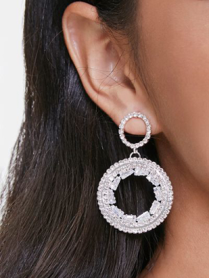 Faux Gem Hoop Drop Earrings