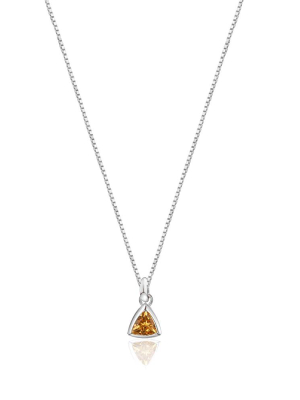 Citrine Charm Necklace - Silver