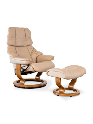 Stressless® Reno Recliner & Ottoman With Signature Base