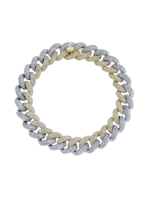 Two Tone Pave Diamond Link Bracelet