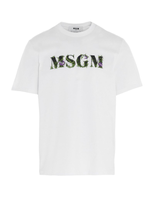 Msgm Logo Printed Crewneck T-shirt