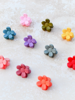 Mini Matte Flower Hair Clip – Assorted Colors