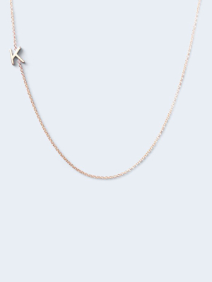 "k" Alphabet Letter Necklace In White Gold