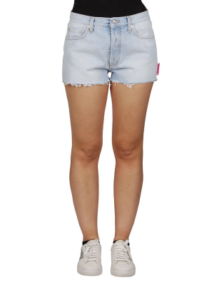 Off-white Frayed Hem Denim Shorts