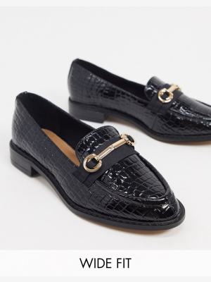 Asos Design Wide Fit Vapor Snaffle Loafer In Black