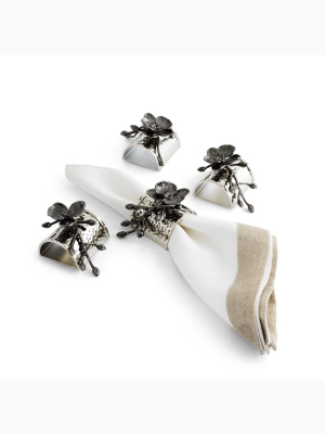 Black Orchid Napkin Ring Set