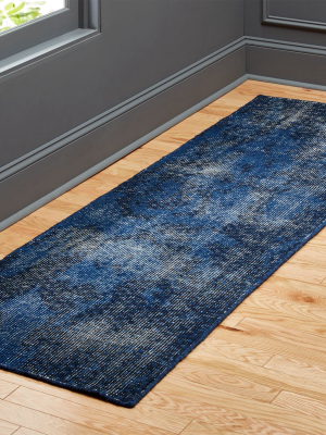 The Hill-side Disintegrated Blue Floral Runner 2.5'x8'