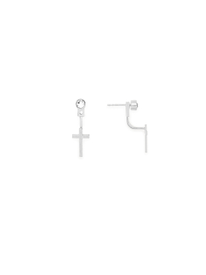 Cross + Crystal Drop Earrings