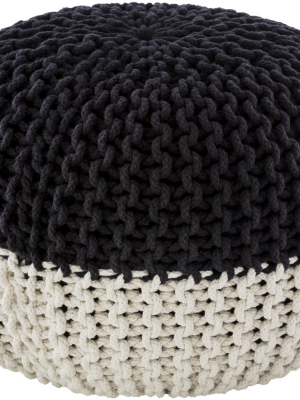 Malmo Knitted Pouf In Black