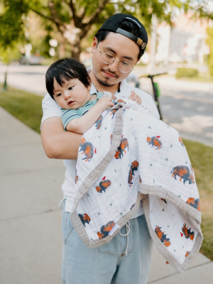 Cotton Muslin Baby Quilt - Bison