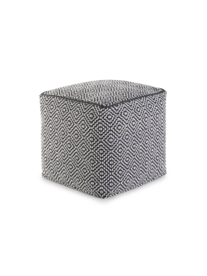 Dawsey Moroccan Inspired Pouf Blue/white - Wyndenhall