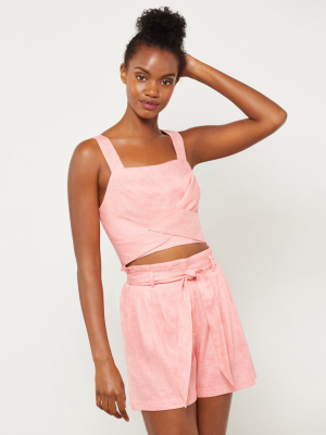 Cabo Solid Sleeveless Bow Back Crop Top