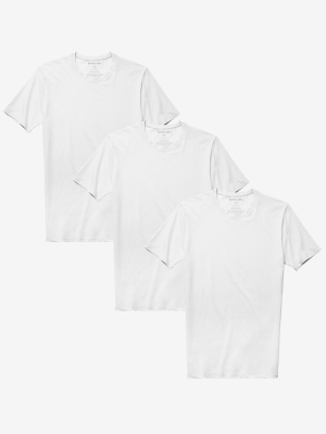 Cotton Basics Crew Neck Stay-tucked Undershirt 3 Pack, White