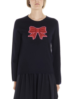 Comme Des Garçons Girl Bow Intarsia Knitted Sweatshirt